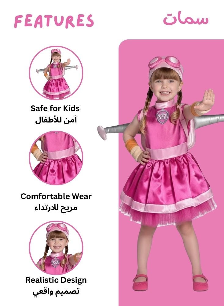 بريميم زي سكاي من باو باترول للبنات - فستان وردي خارق للأطفال، مناسب للحفلات التنكرية وأعياد الميلاد والحفلات ذات الطابع الخاص - Image 2